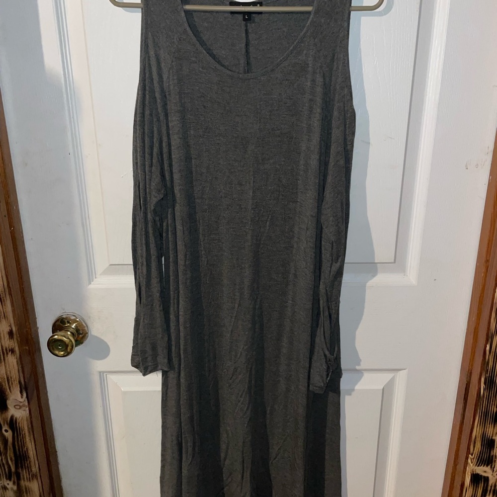 Simply Southern Charcoal colors dress with cut out sleeves Smoke Free Home